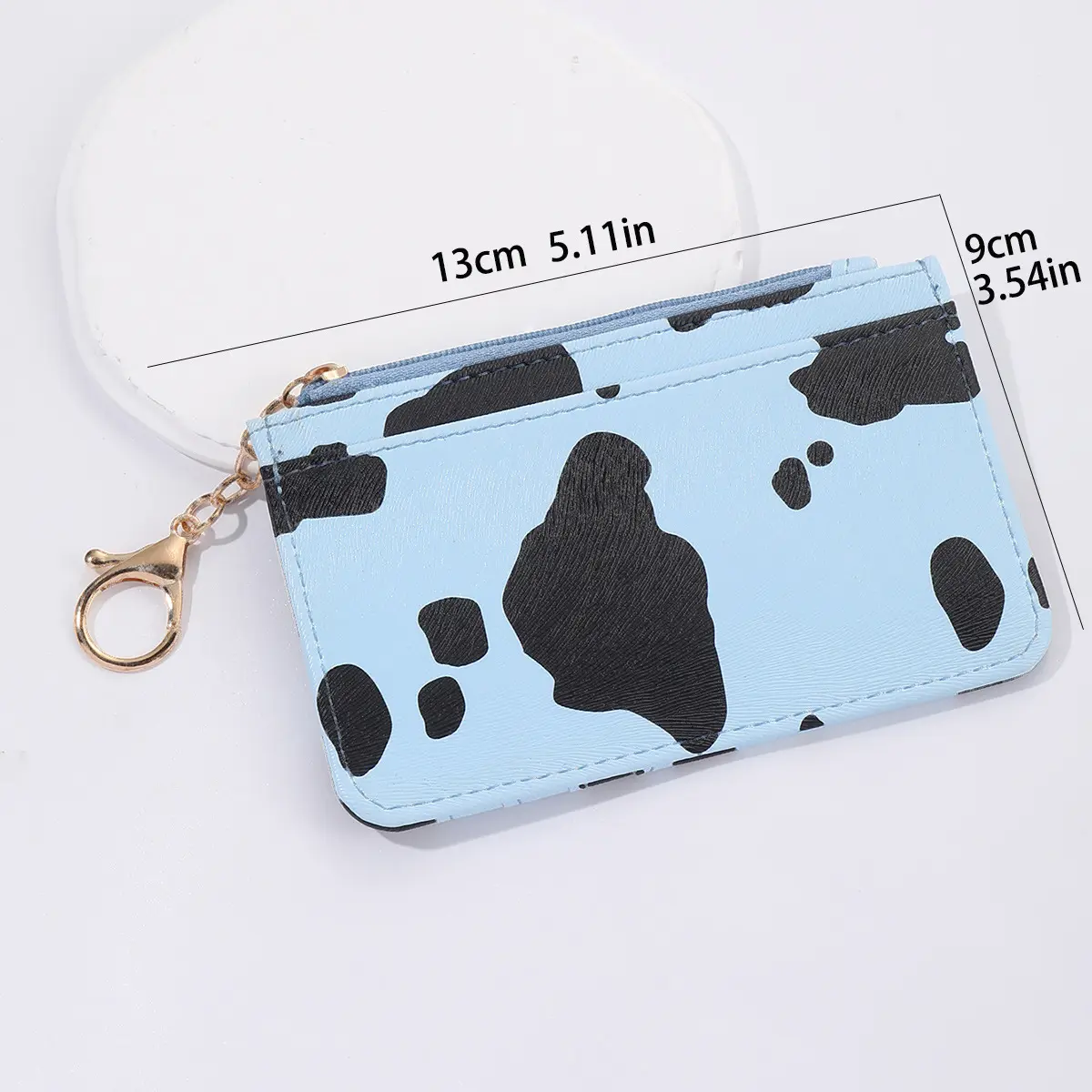 1PC Cow Pattern Card Holder Fashionable Personality Small Wallet PU with Keychain Coin Purse Practical and Convenient Beautiful