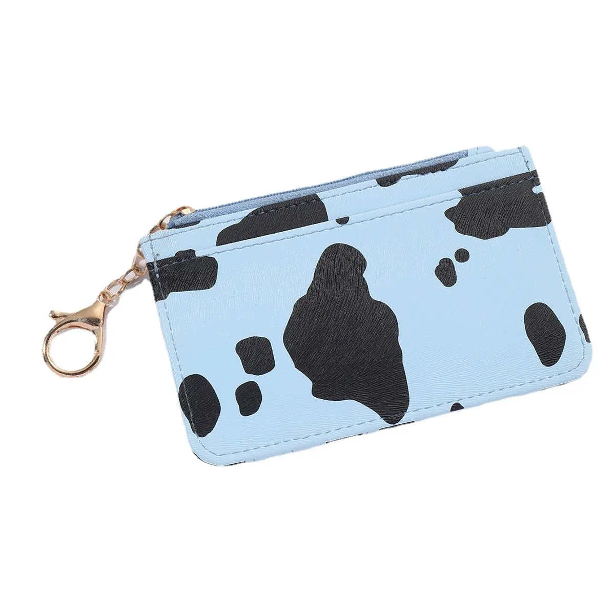 1PC Cow Pattern Card Holder Fashionable Personality Small Wallet PU with Keychain Coin Purse Practical and Convenient Beautiful