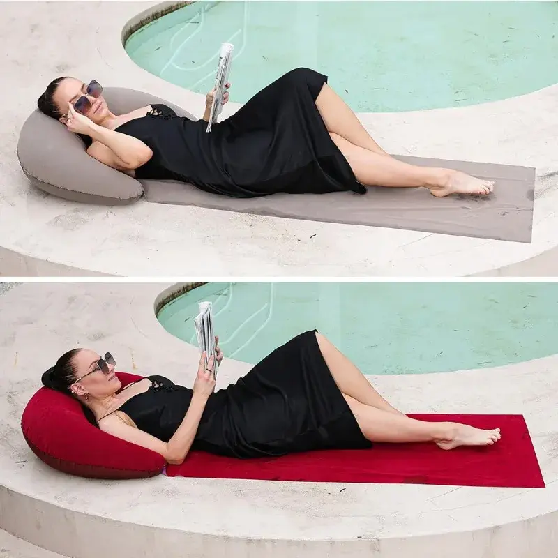 Thick Inflatable Beach Mat - Portable Foldable Sleeping Pad for Camping Hiking Traveling Outdoor Use Single Inflatable Mattress