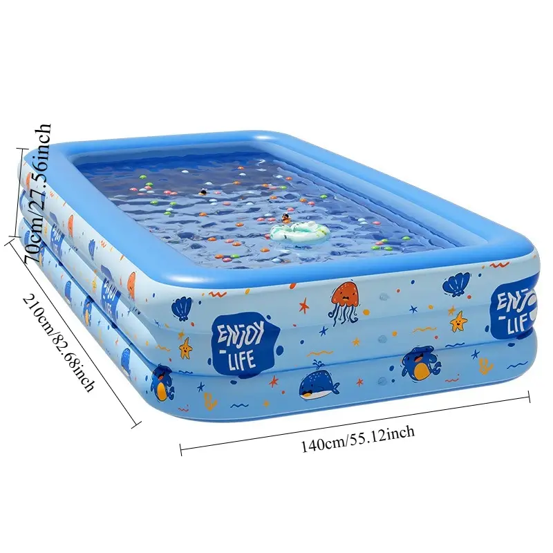 Inflatable Swimming Pool Family Kiddie Pool Full Sized Blow Up Pool for Kids and Adults for Backyard Garden Outdoor Party Use