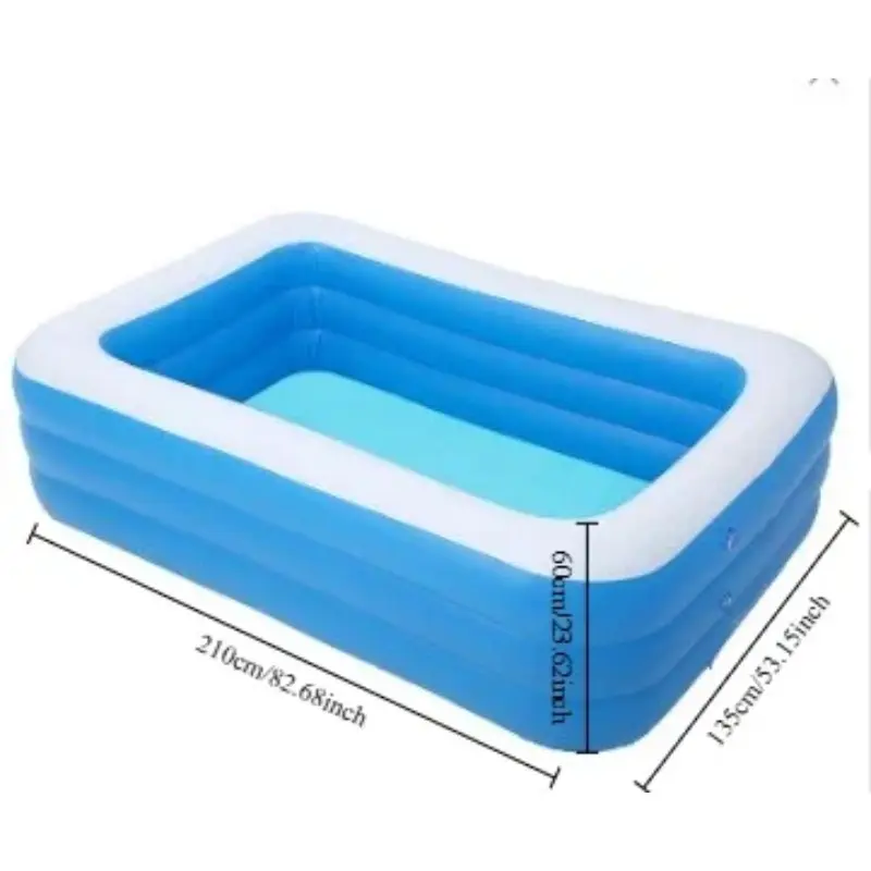Blue & White Inflatable Pool for Adults–Large Family-Size PVC Swimming Pool for Backyard Garden Patio & Outdoor Summer Water Fun