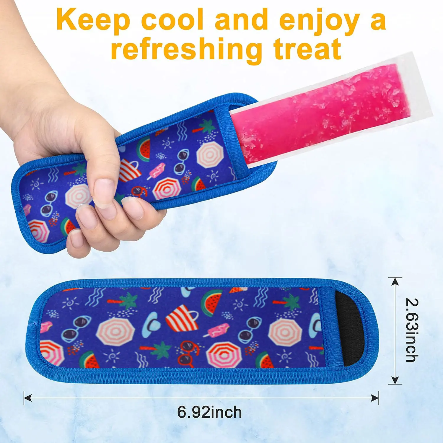 Ice Pop Neoprene Insulator Sleeves, Freezer Popsicle Holder Sleeves, Patterned Ice Sleeves Holder Bag, Reusable Washable Ice Pop