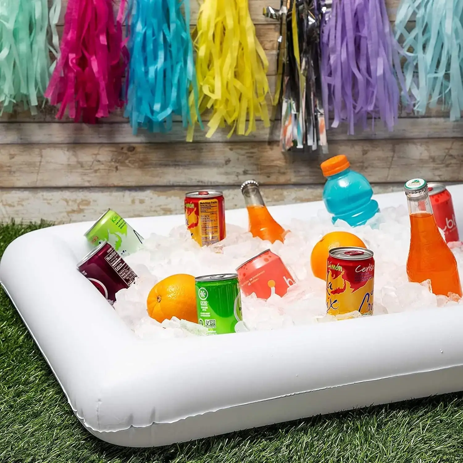 Inflatable Serving Tray with Drain Plug Buffet Ice Cooler for Pool Parties BBQs Picnics Bar & Indoor/Outdoor Food  Drink Display