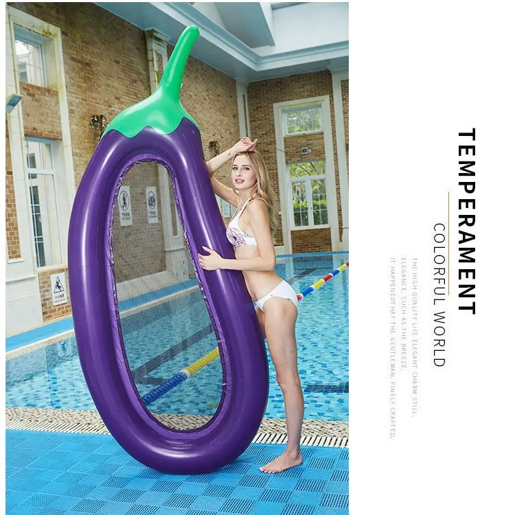 Foldable Eggplant Pool Floating Lounger with Mesh Seat - Inflatable PVC Floating Lounger for Adults Beach and Pool Relaxation