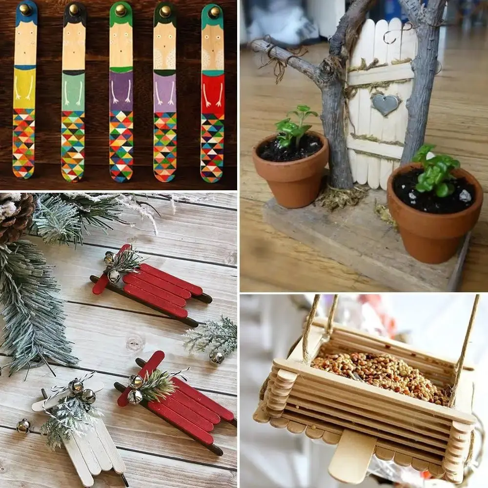 Handmade Ice Cream Sticks Natural Wooden Sticks for Handmade Snacks DIY Crafts and Refreshing Must Have Items Summer Festivals