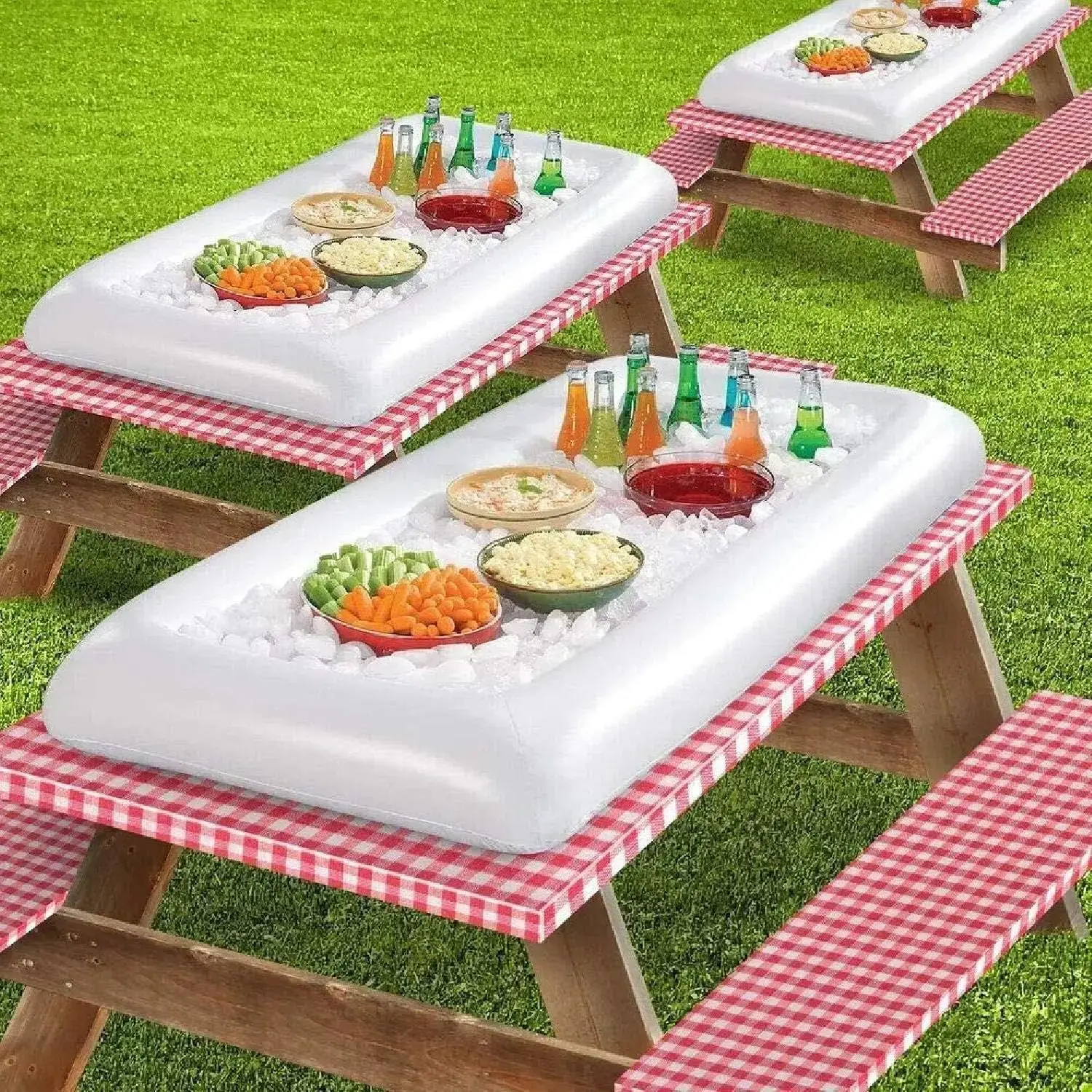 Inflatable Serving Tray with Drain Plug Buffet Ice Cooler for Pool Parties BBQs Picnics Bar & Indoor/Outdoor Food  Drink Display