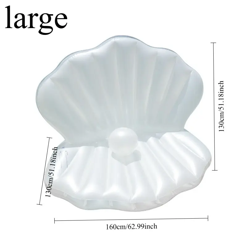 Inflatable Shell Pool Float with Pearls - Giant Floating Hammock Lounger for Adults, Nice Theme Float for Beach Lake Pool Party