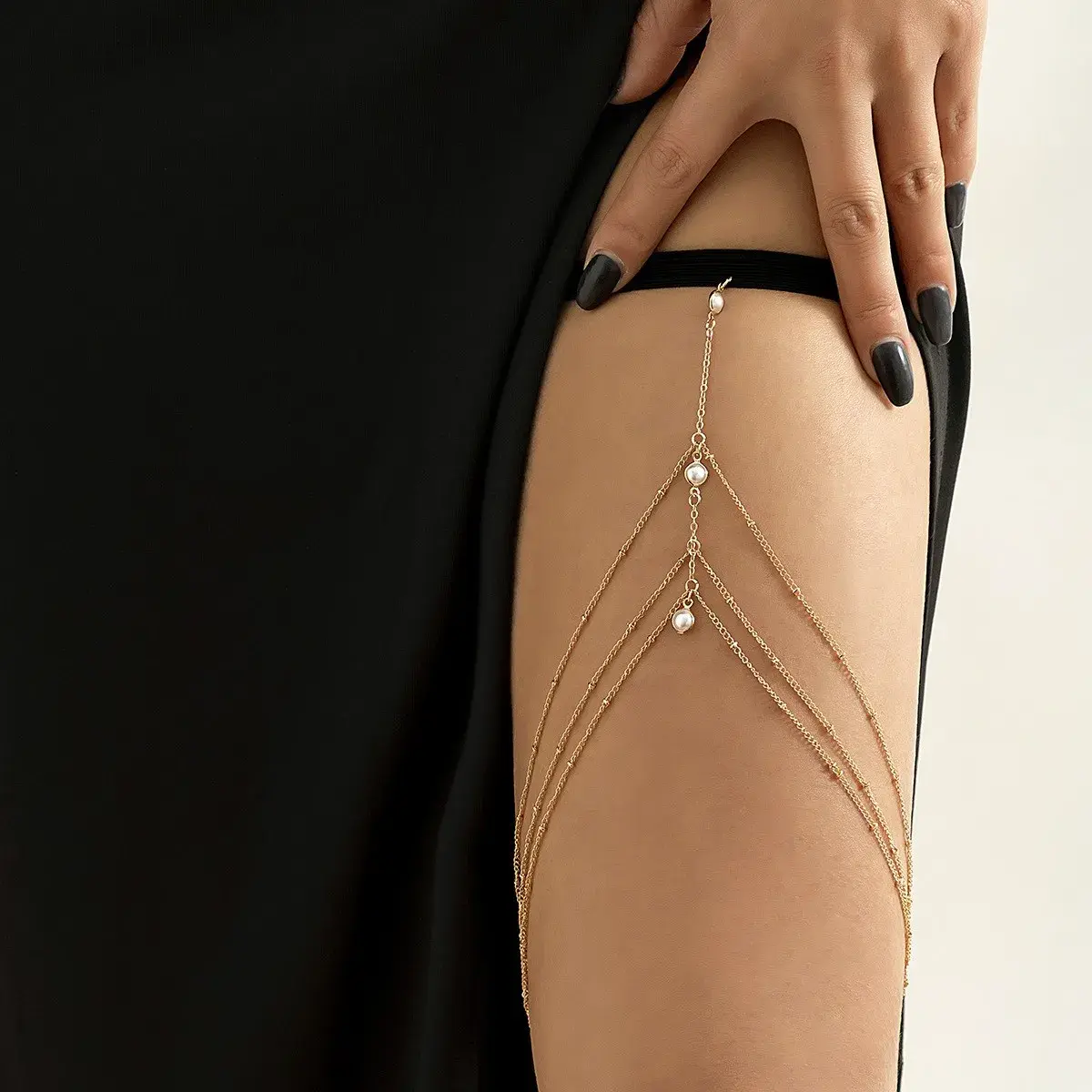 Gold Leg Chain for Women Sexy Body Jewelry with Rhinestones and Beads Adjustable  Leg Chain for Festivals Parties Beachwear Club
