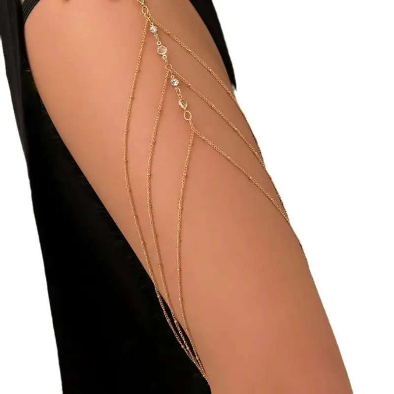 Gold Leg Chain for Women Sexy Body Jewelry with Rhinestones and Beads Adjustable  Leg Chain for Festivals Parties Beachwear Club
