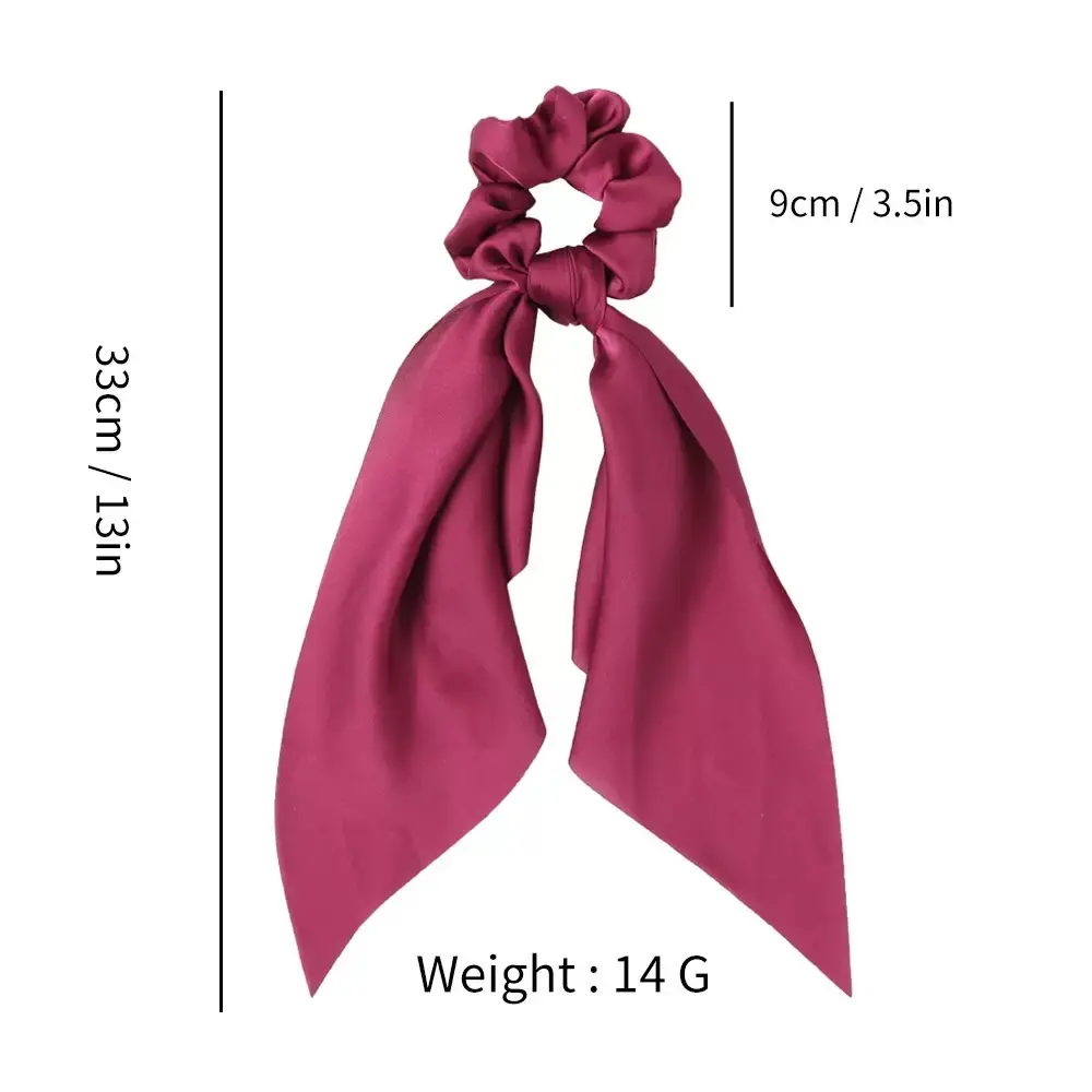 New Knotted Fluttering Ribbon Satin Large Intestinal Ring  Silky Smooth Square Scarf Hair Band Women's Ponytail Tie Hair