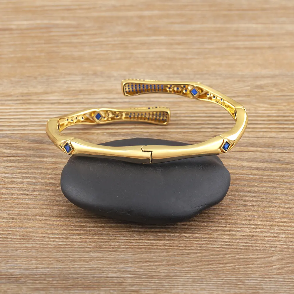 Nidin Light Luxury Women's Zircon Rhinestone Bangle High Quality Classic Geometric Design Open Adjustable Fashion Accessories