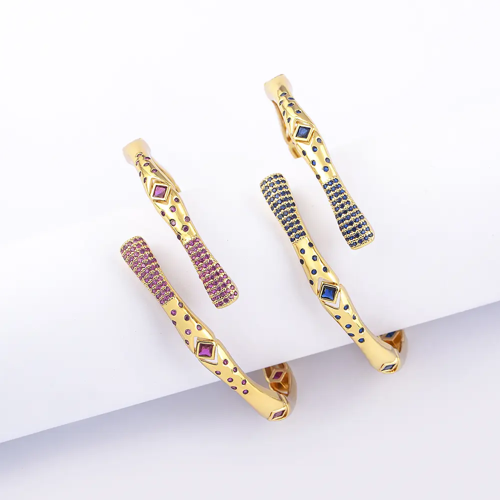 Nidin Light Luxury Women's Zircon Rhinestone Bangle High Quality Classic Geometric Design Open Adjustable Fashion Accessories