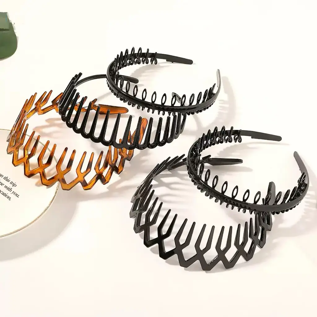 Non-slip With Teeth Hair Band Compression Hair Hoop Broken Hair Headband Simple Black Brown Wash Face Hair Accessories for Women