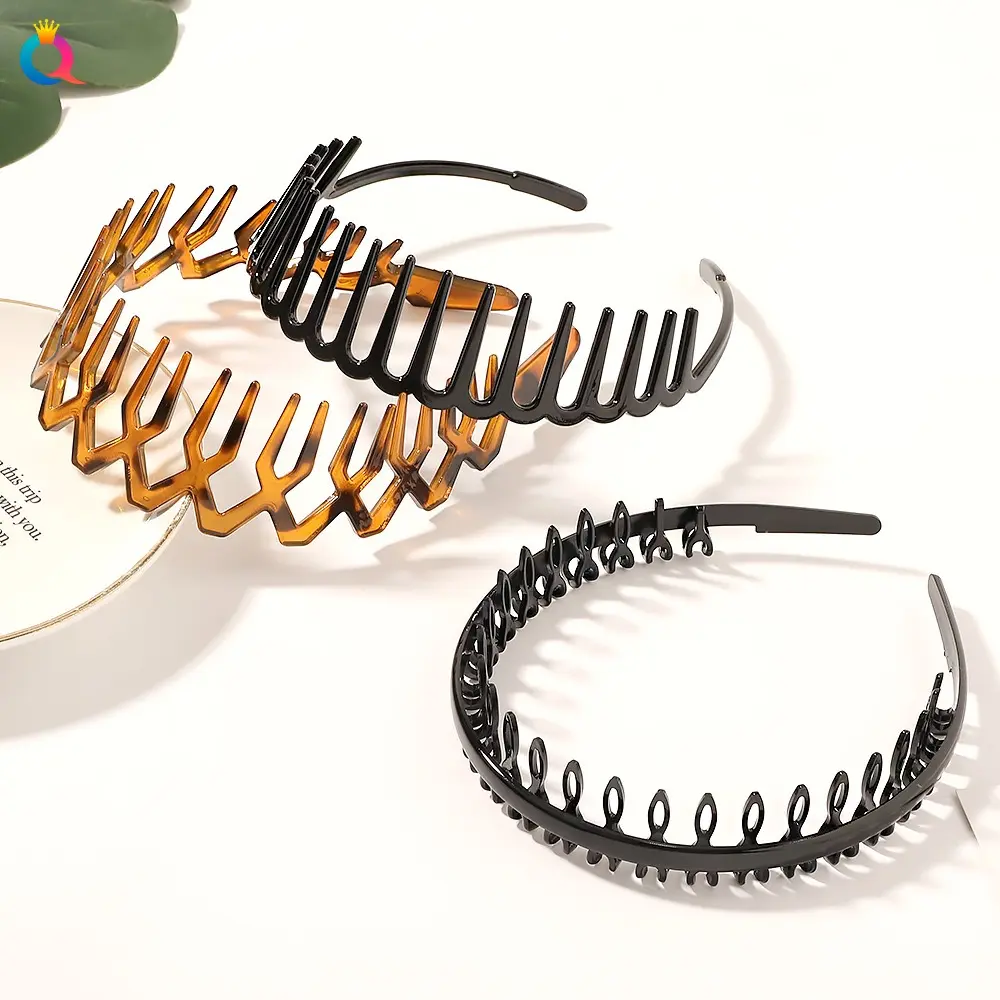 Non-slip With Teeth Hair Band Compression Hair Hoop Broken Hair Headband Simple Black Brown Wash Face Hair Accessories for Women