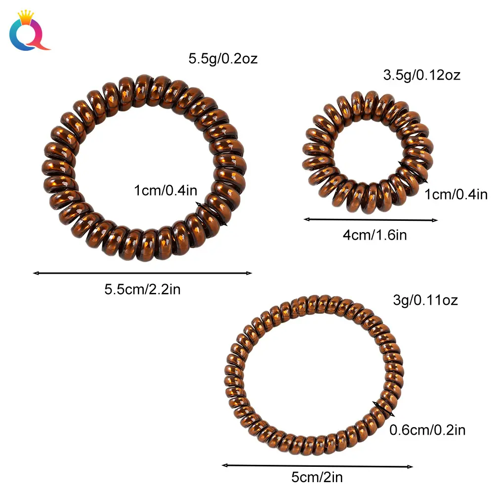 Spiral Hair Ties No Crease For Women Girls Thick Hair,Phone Cord Hair Ties Waterproof,Hair Coils, Key Chain Hair Ties