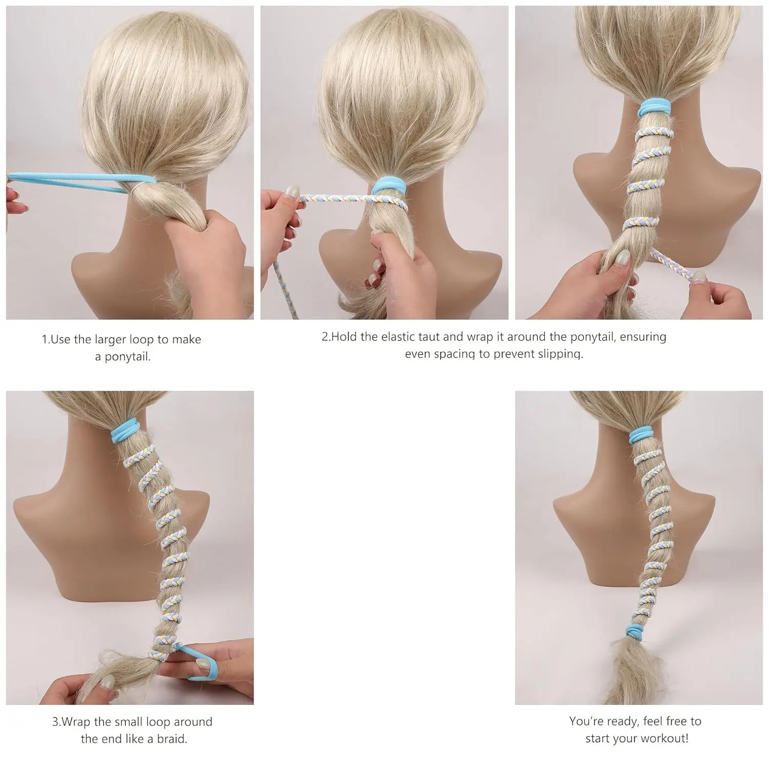 Sports Hair Rope Extra Long Wig Braid Surf Hair Tie Rubber Band Headband Hair Accessories