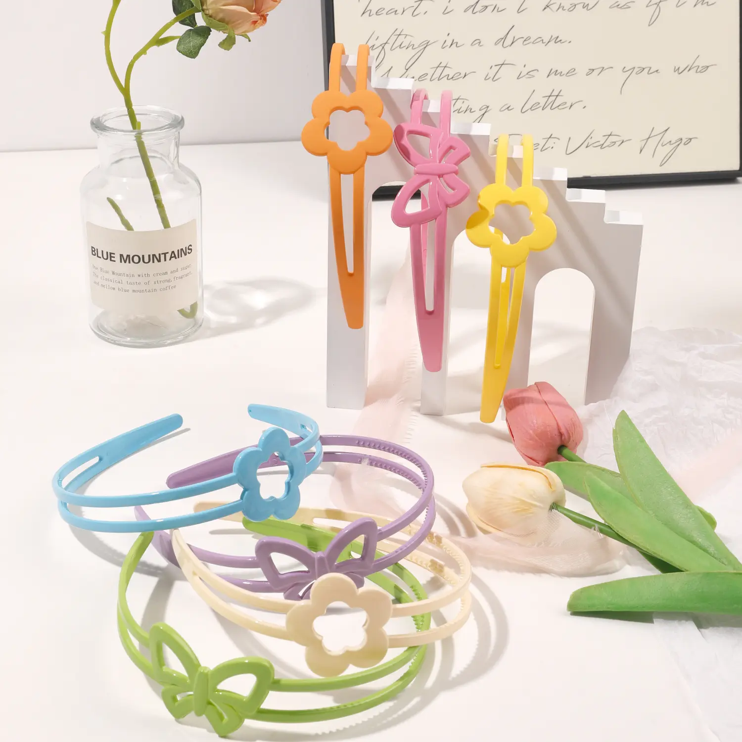 1/6Pcs Fashion Glossy Flower&Butterfly Headbands For Women Girl No slip Hairband Elastic HairHoop Kids Teen Sweet Hair Accessory