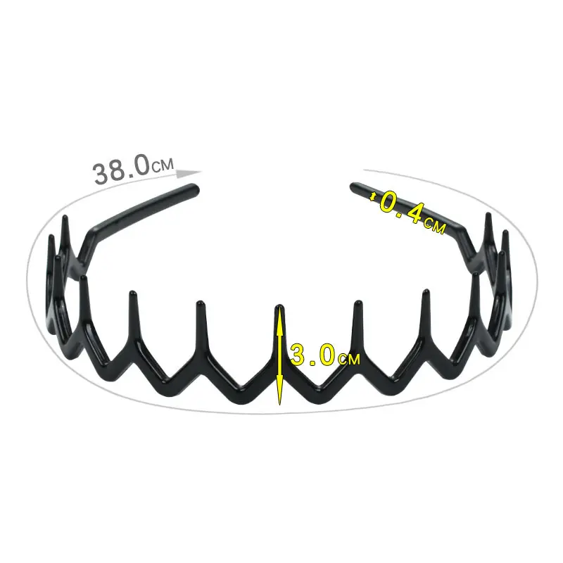 2pcs/set Black amber wave long teeth headband Anti-fall resin plastic with teeth non-slip headband for men and women face wash h