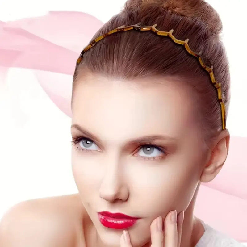 2pcs/set Black amber wave long teeth headband Anti-fall resin plastic with teeth non-slip headband for men and women face wash h