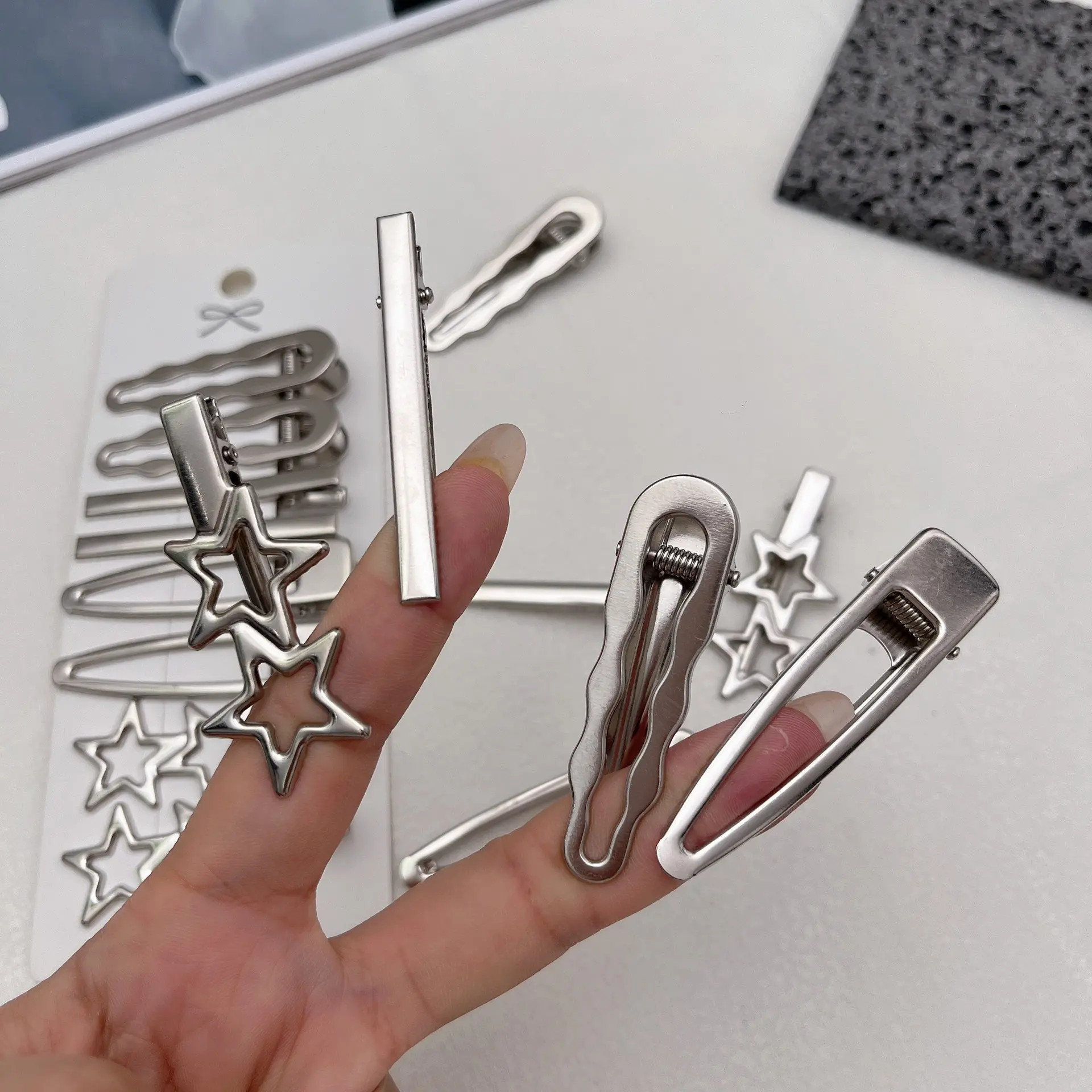 8PCS Metal Hair Clips Side Broken Hair Bangs Hair Cards Spice Girls Hair Accessories Silver Bangs Clip Set Side Clip One Word Cl