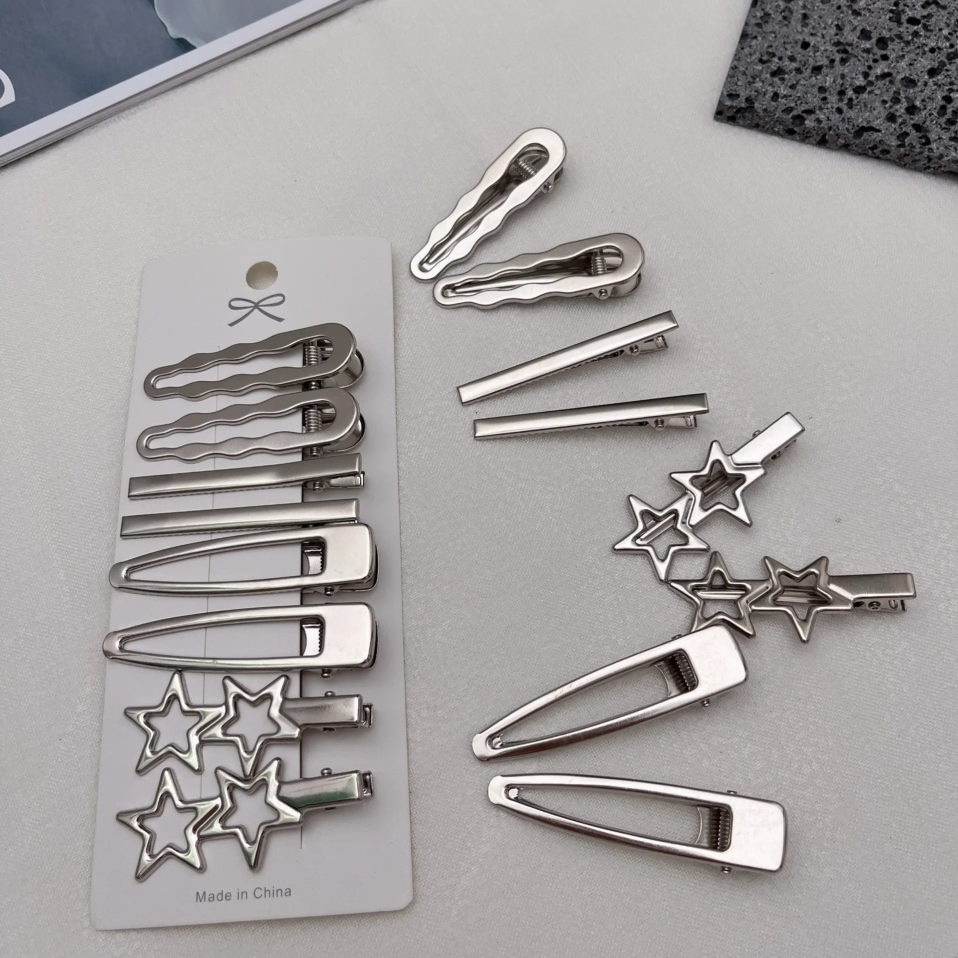 8PCS Metal Hair Clips Side Broken Hair Bangs Hair Cards Spice Girls Hair Accessories Silver Bangs Clip Set Side Clip One Word Cl