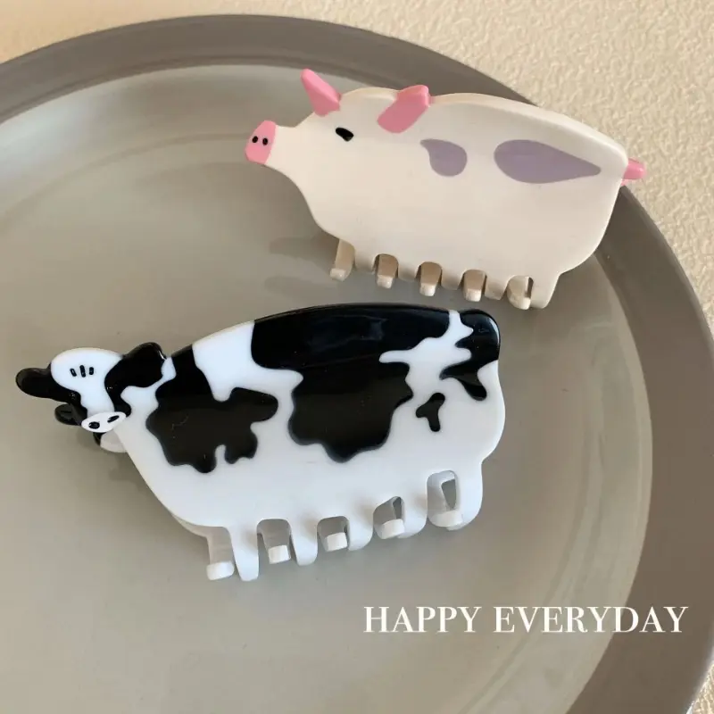 Big Sale Animal Farm Hair Claw Clips Cute Cartoon Cows Piggy Acetate Chickens Crab Hair Clip Hair Accessories for Women Hairpins