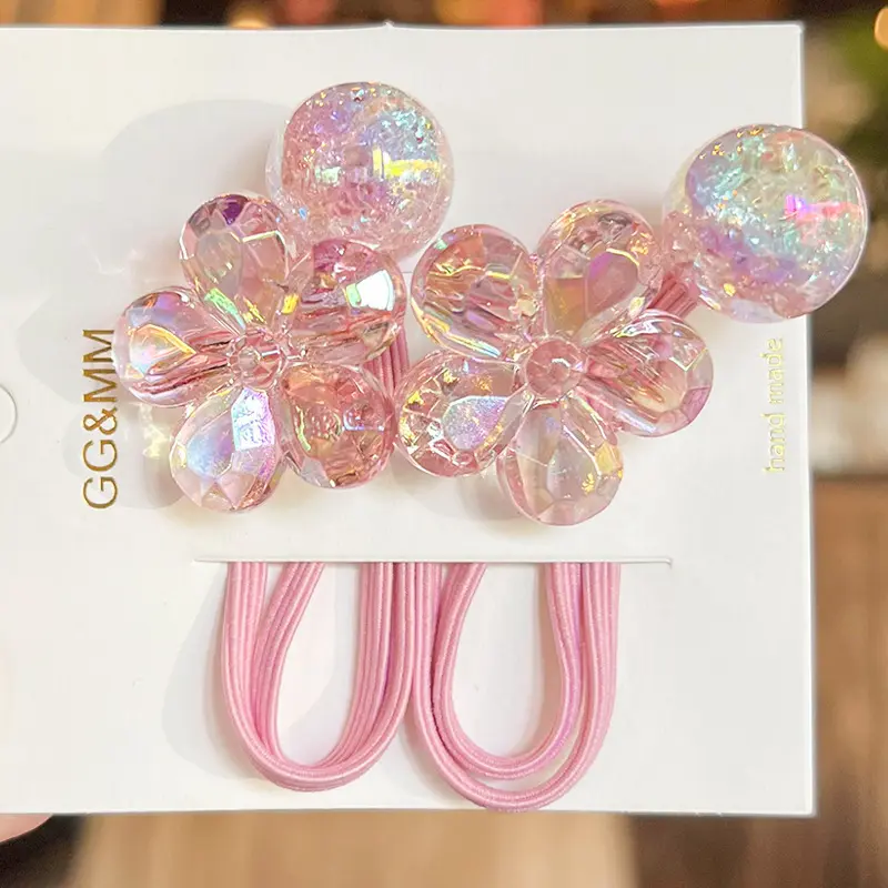 2PCS New Lovely Colored Camellia Girls Kids Elastic Hair Bands Princess Hair Accessories Children Hair Ties Baby Headwear