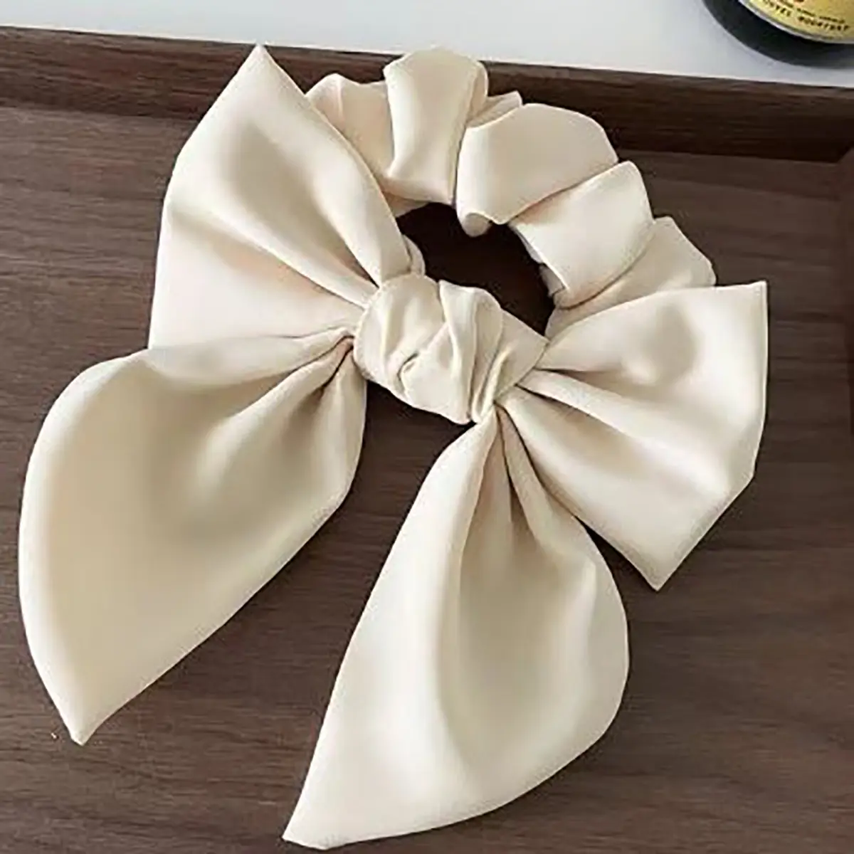 Elegant Bow Ribbon Hair Band Women Hair Tie Girls Solid Satin Bowknot Scrunchies Ponytail Large Rubber Bands Hair Accessories
