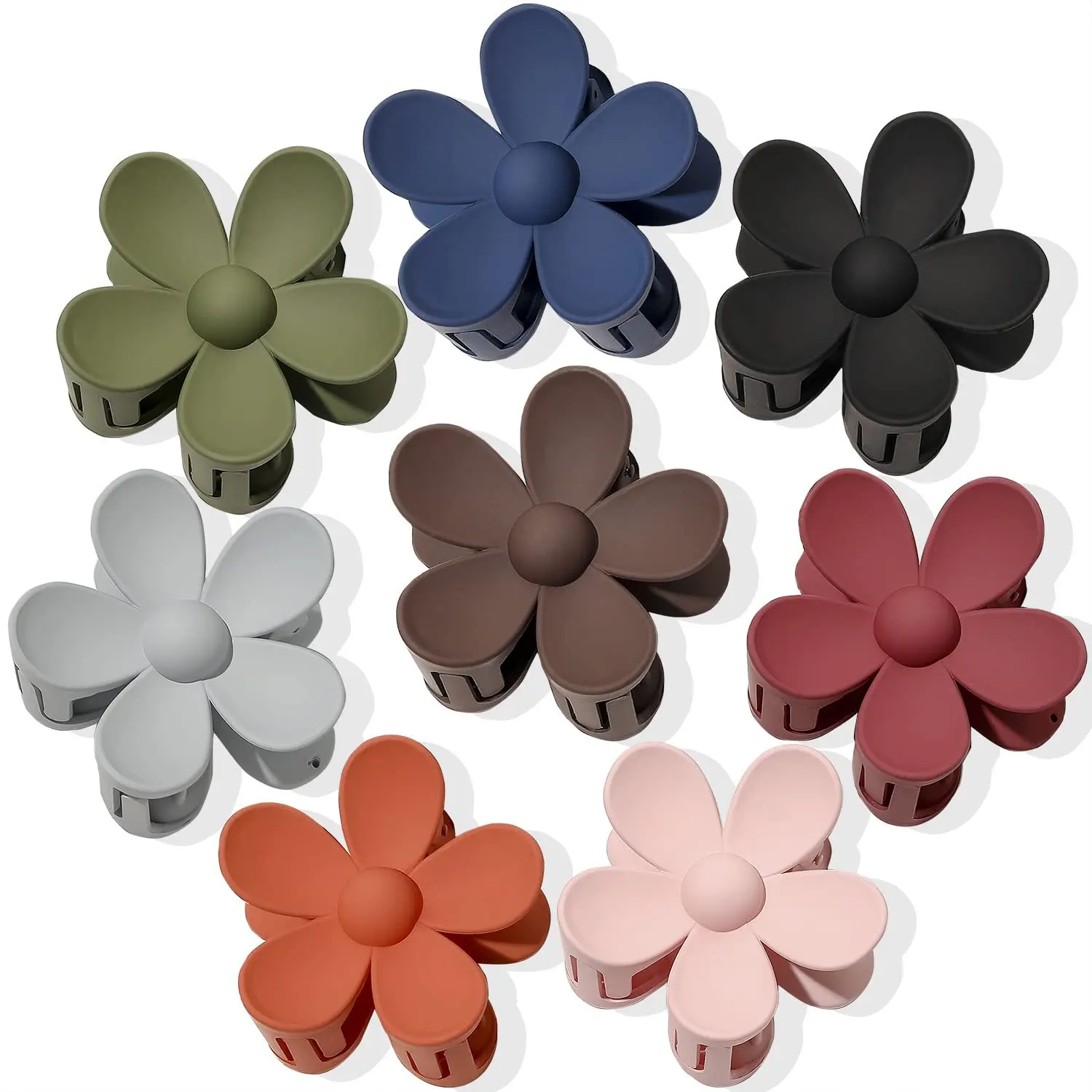 Large Size 7cm Fashion Flower Hair Claws Colourful Ponytail Hair Accessories Matte Hair Claw Clips For Women Girls