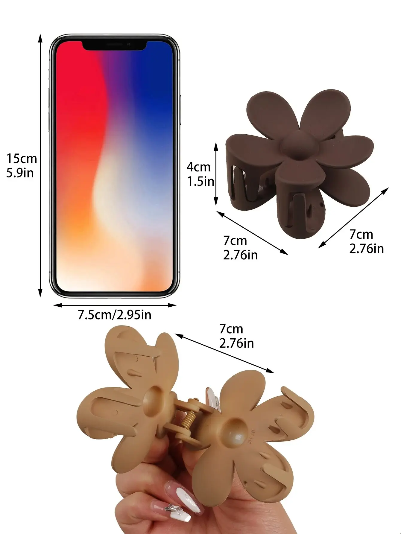 3 Pcs Neutral Colors Flower Claw Clips, Hair Clips For Women Non Slip, Claw Clips for Thick Hair Women Girls Gifts