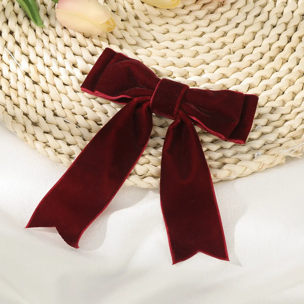 Velvet Bow Hairpin Barrettes For Women French Red Black Hair Clips Fashion New Year Festival Hairpin Hair Accessories Gifts