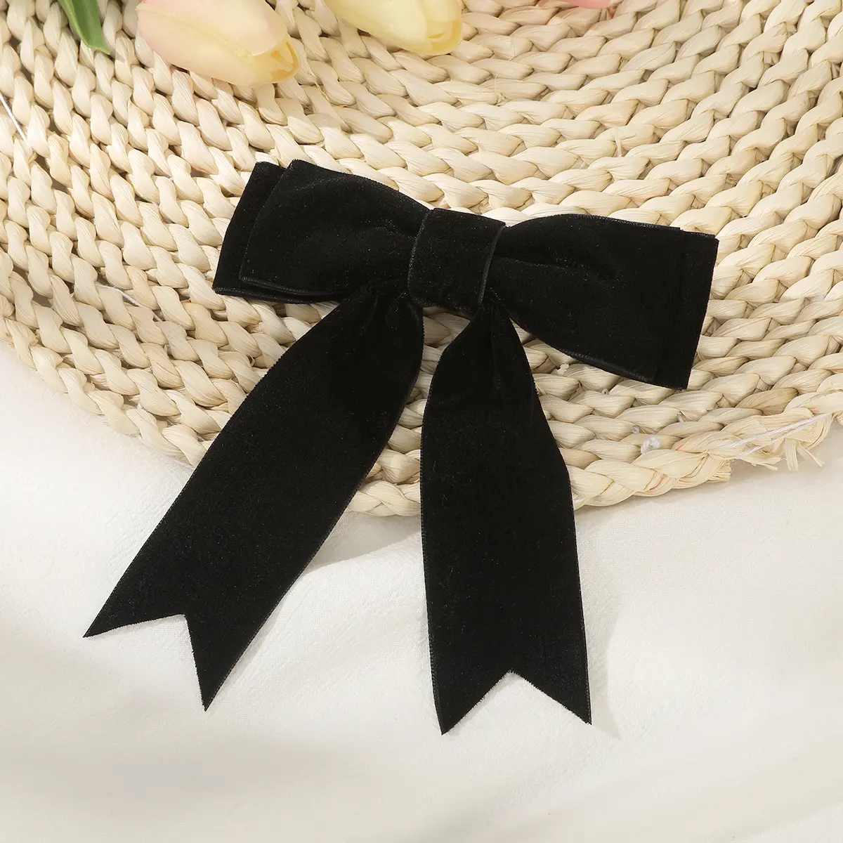 Velvet Bow Hairpin Barrettes For Women French Red Black Hair Clips Fashion New Year Festival Hairpin Hair Accessories Gifts