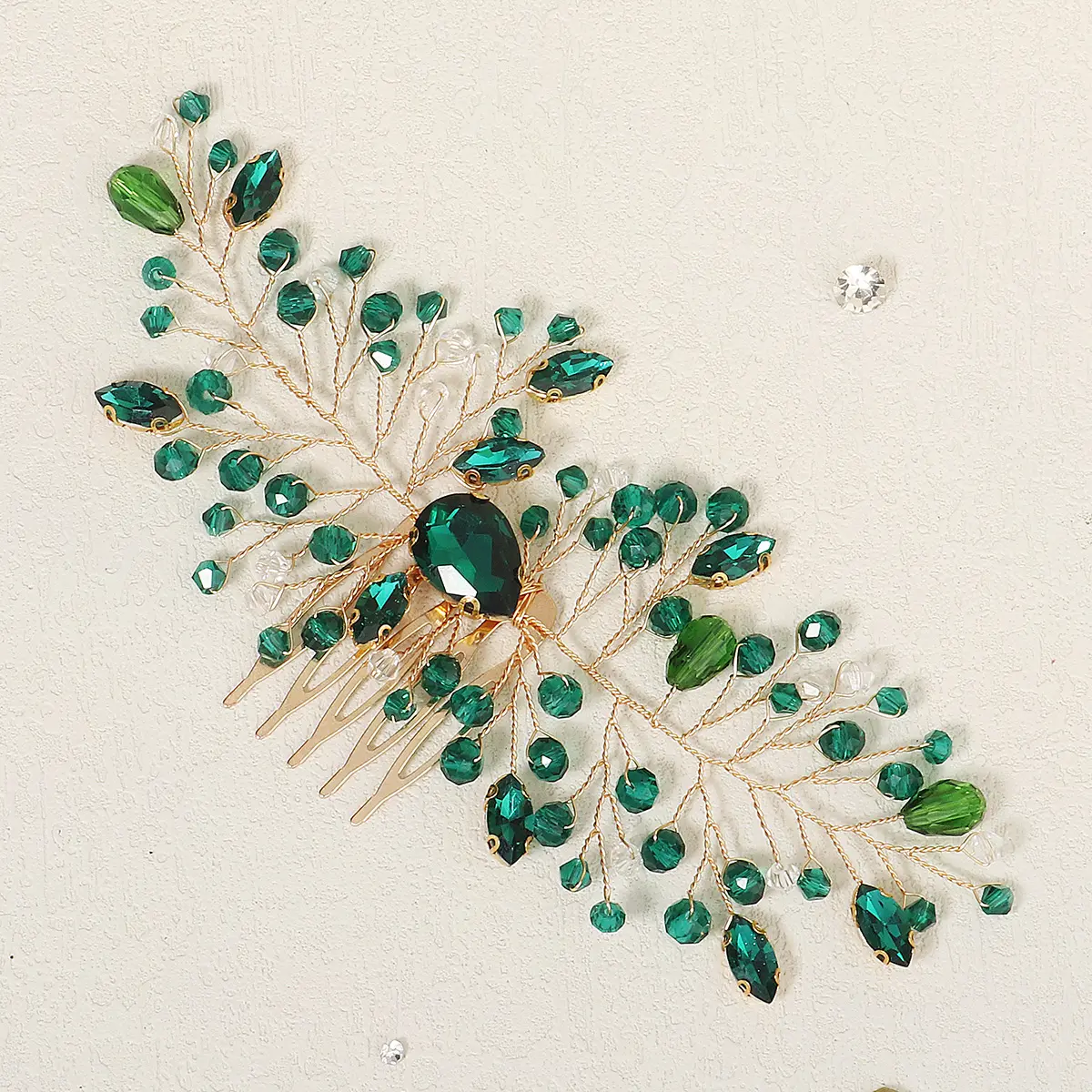 Green Rhinestone Wedding Hair Accessories Crystal birthday parties Hair Comb Clip Headpiece Jewelry banquets Hair Ornament Gift