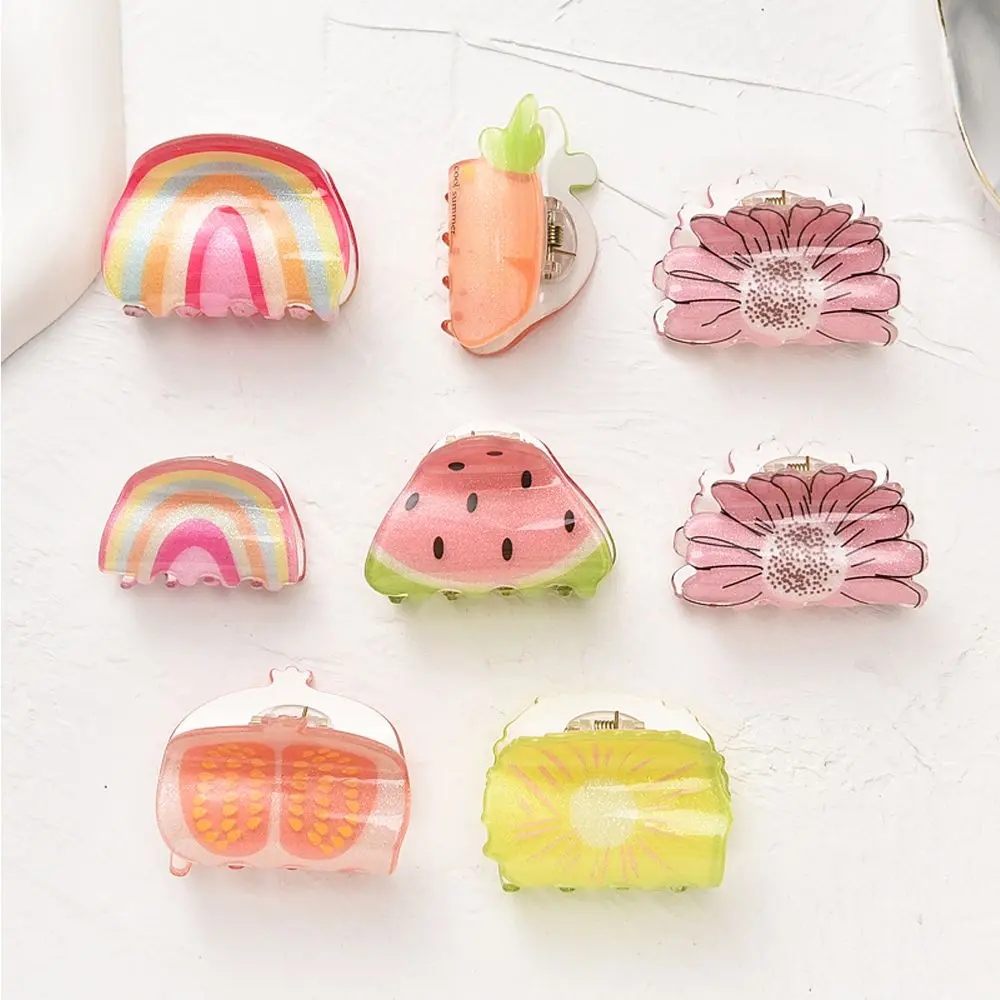 Daily Daisy Watermelon Acrylic Fashion Design Fruit Hair Claw Korean Style Hair Clip Women Hair Accessories Rainbow Barrettes
