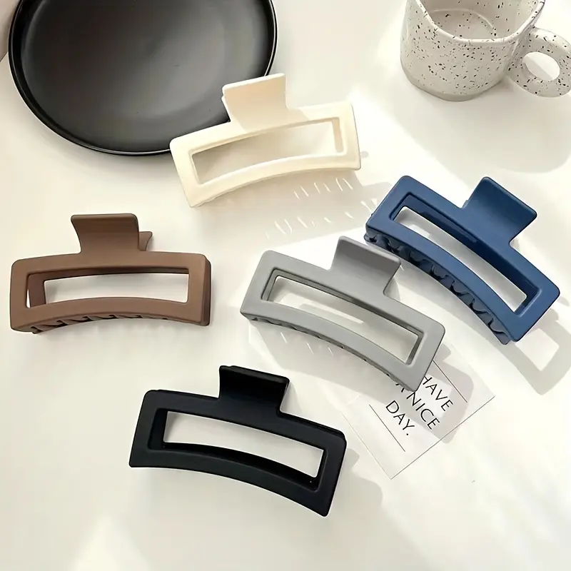 5.11" Large Square Hair Claws Matte Frosted Textured Plastic Solid Barrette Clips For Thick Long Hair Women Hair Accessories