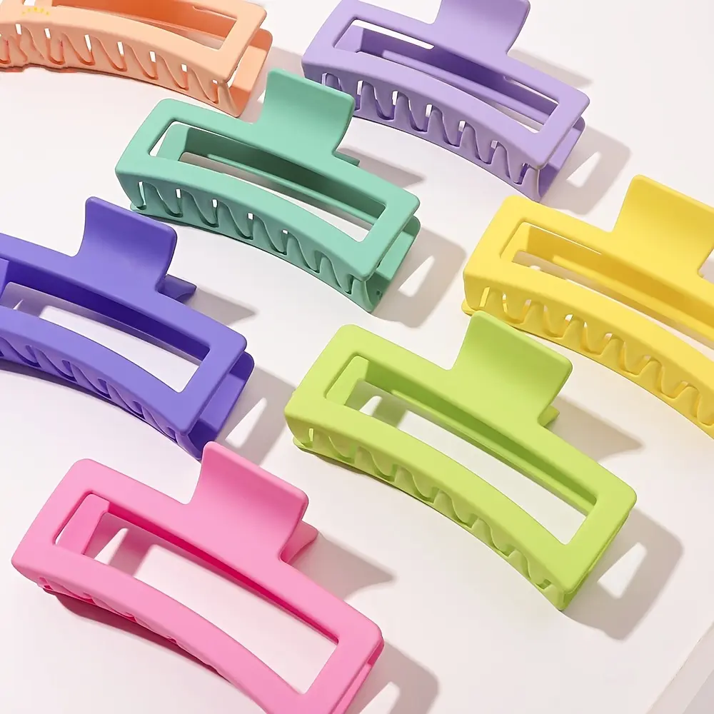 5.11" Large Square Hair Claws Matte Frosted Textured Plastic Solid Barrette Clips For Thick Long Hair Women Hair Accessories
