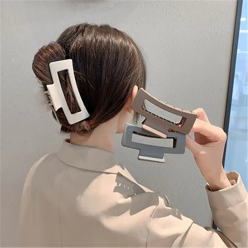 5.11" Large Square Hair Claws Matte Frosted Textured Plastic Solid Barrette Clips For Thick Long Hair Women Hair Accessories