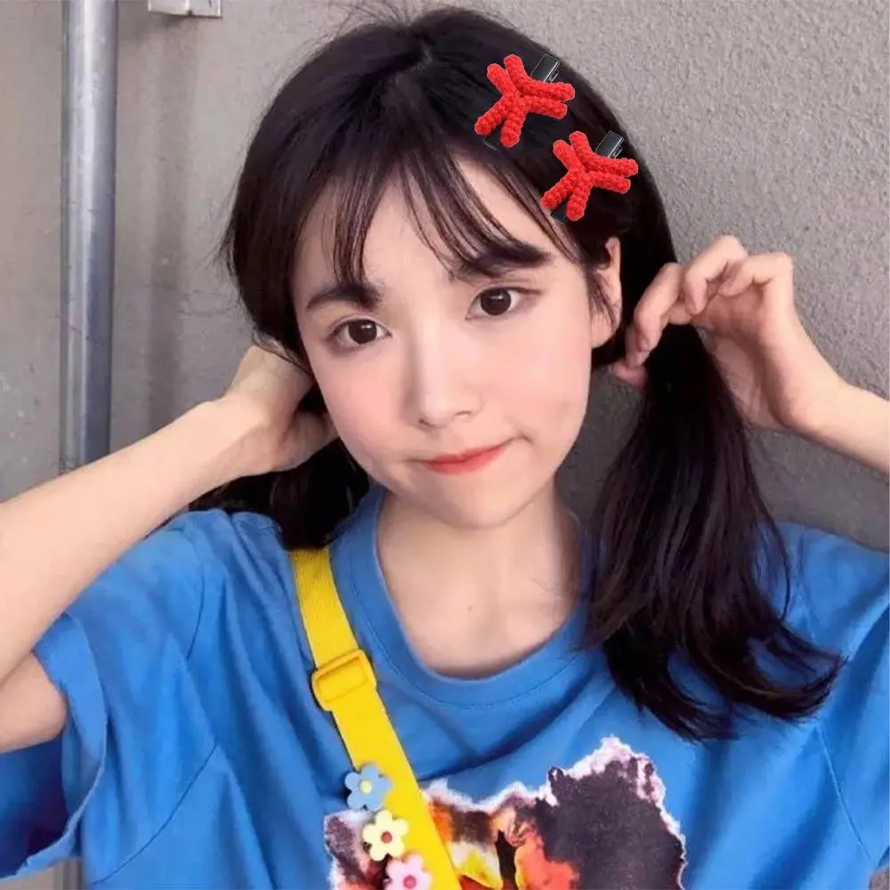 Duckbill Clip Angry Emotion Hair Clip Korean Style Hair Accessories Funny Crochet Barrettes Back Clip Cartoon Side Clip Women