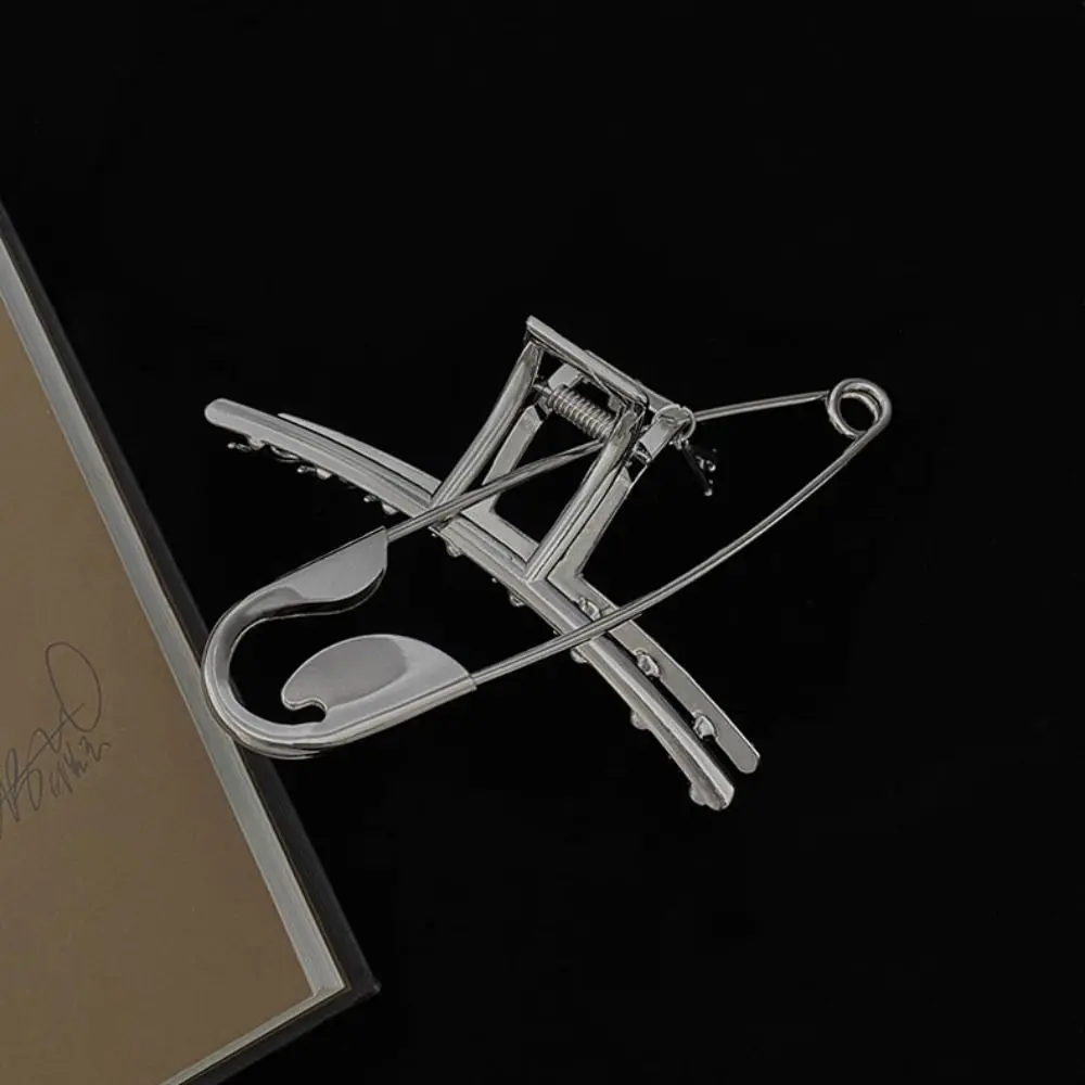 Hair Accessories Silver Color Metal Hairpin Pin Style Harajuku Hair Large Claw Rock Large Size Large Pin Hair Clip for Women