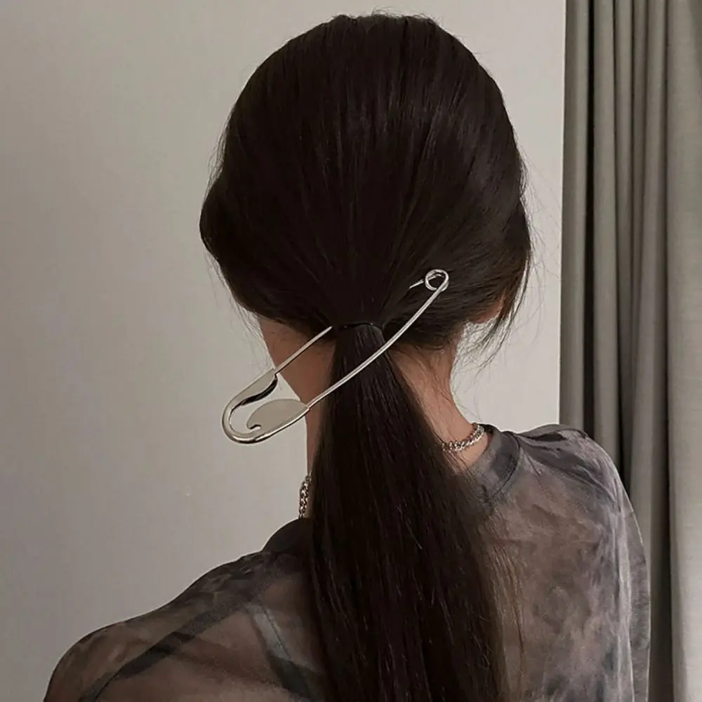 Hair Accessories Silver Color Metal Hairpin Pin Style Harajuku Hair Large Claw Rock Large Size Large Pin Hair Clip for Women