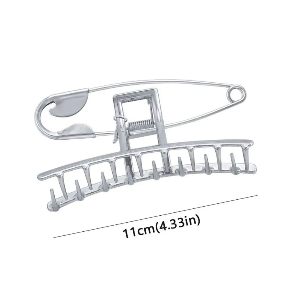 Hair Accessories Silver Color Metal Hairpin Pin Style Harajuku Hair Large Claw Rock Large Size Large Pin Hair Clip for Women