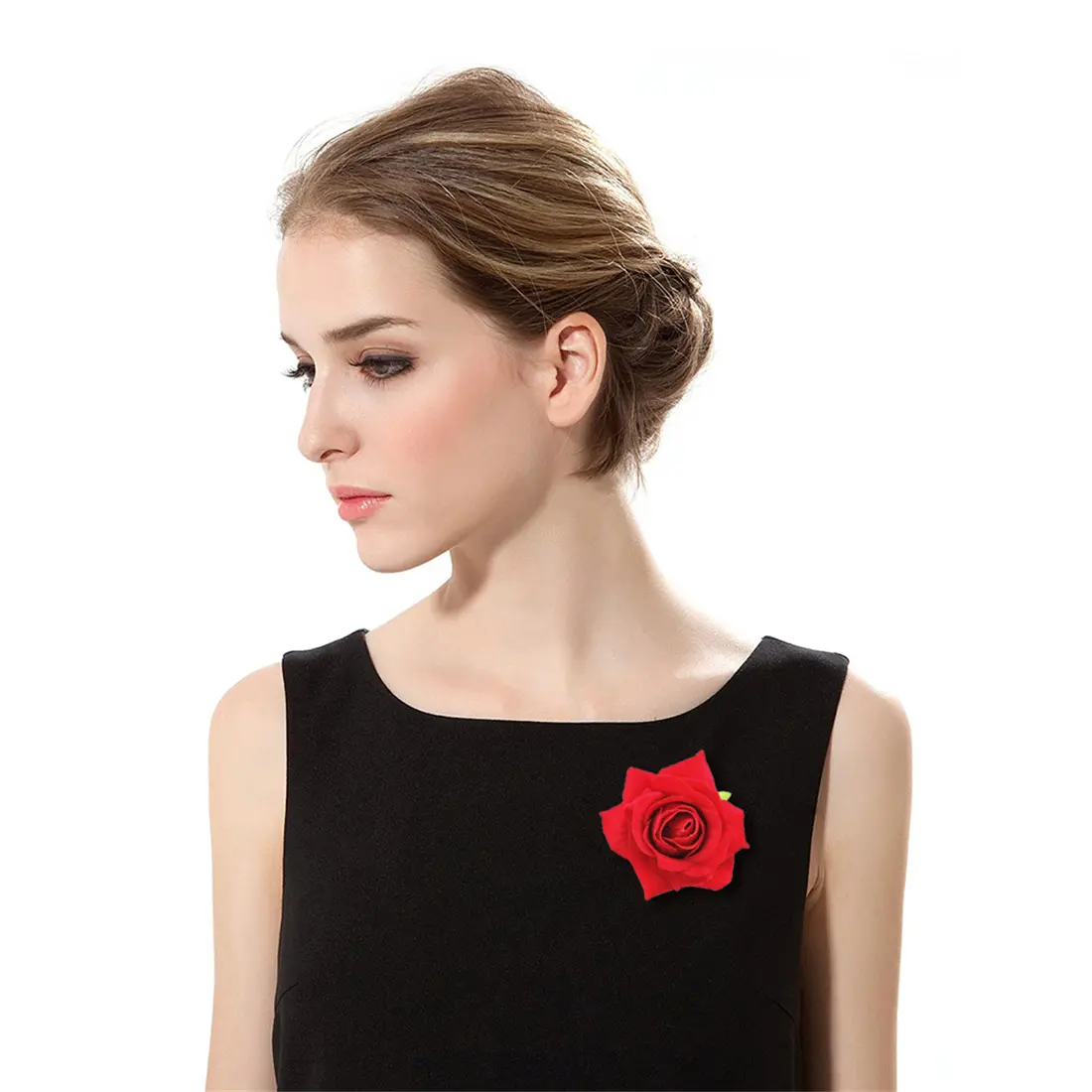 Women Girl Rose Flower Hair Clip Solid Corsage Simulation big rose Head Wear Head Accessory Hairpin Wedding Bridal Headdress