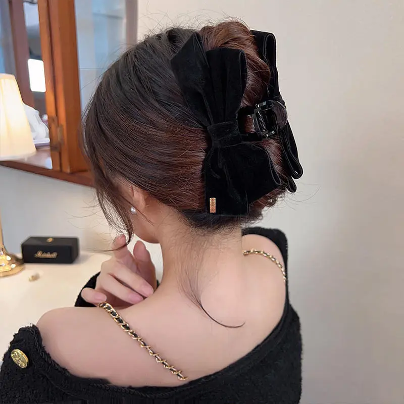 New Style! Black Velvet Big Bow Hair Clips - Women's High - end Hair Accessories, Suitable for Parties, Dances and Daily Life.