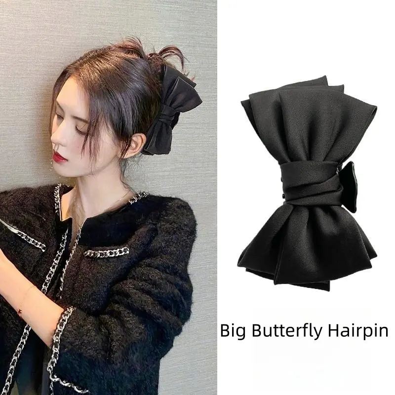 New Style! Black Velvet Big Bow Hair Clips - Women's High - end Hair Accessories, Suitable for Parties, Dances and Daily Life.