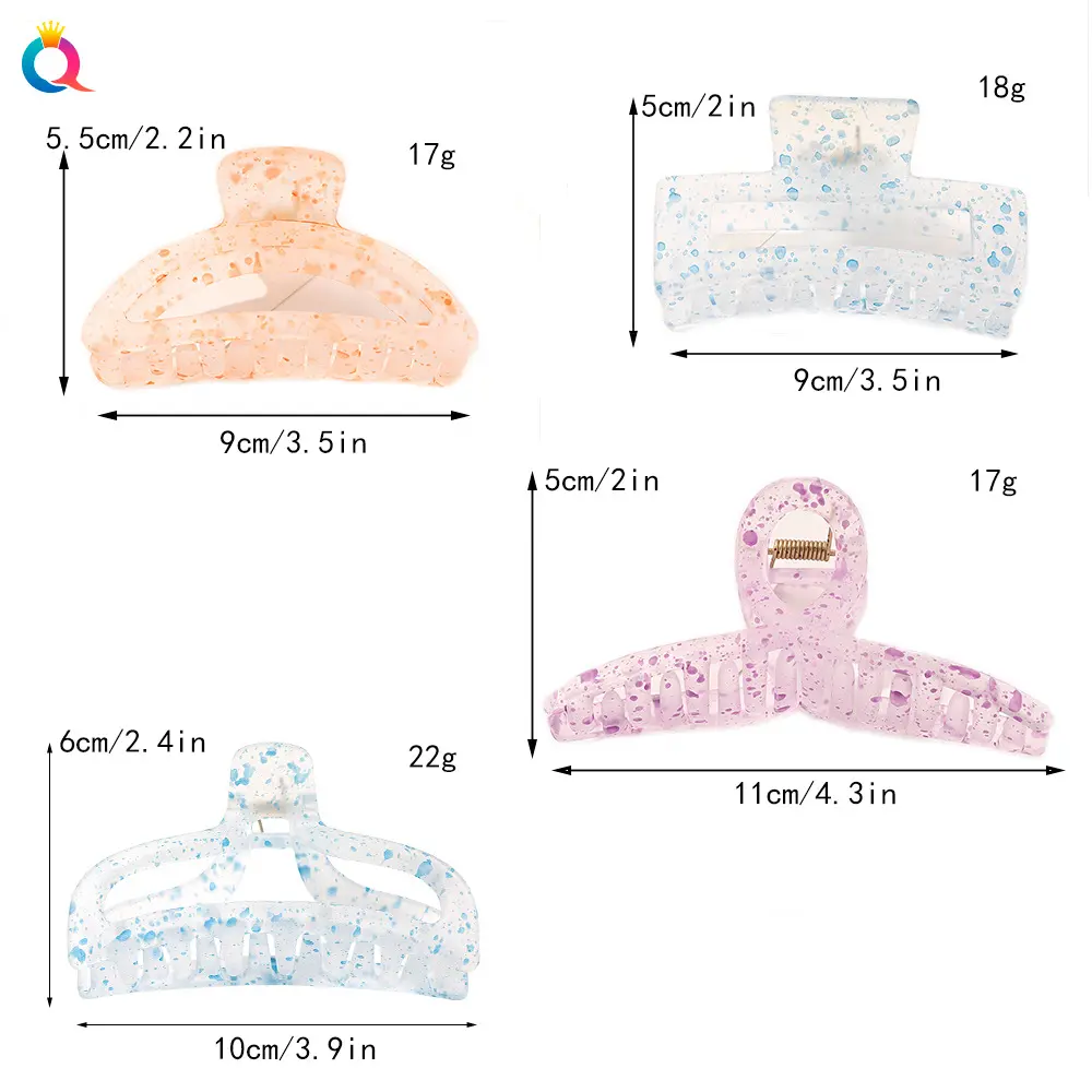 Women Colorful Jelly Hair Claw Tough Stippling Plastic Hair Clip Small Large Size Hair Clamps Crab Hairpin Hair Accessories Gift
