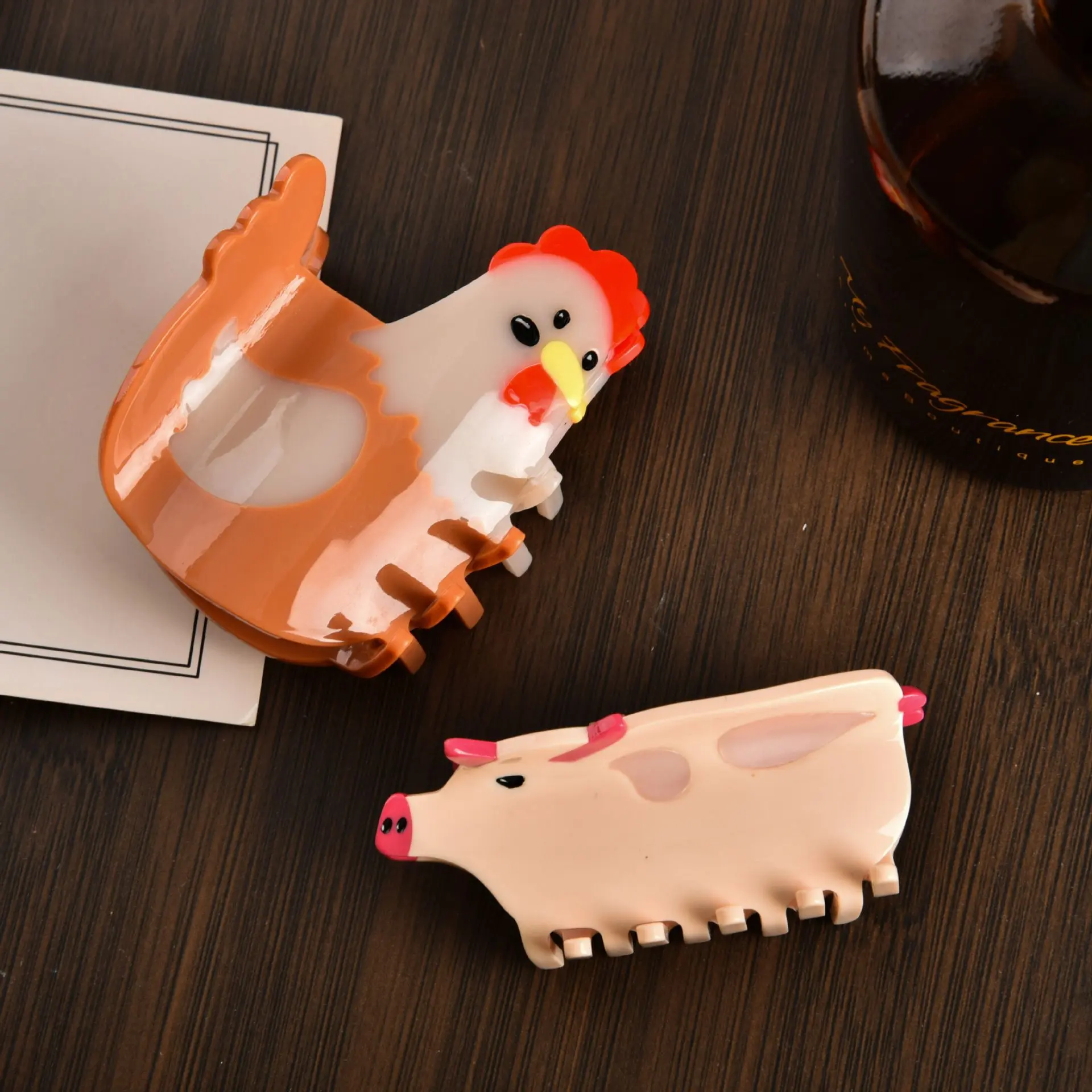 New Cute Animal Hair Claw  Acetate Pig Swan Hair Clips Fun Cartoon Cow Chicken Grab Shark Clips  for Women Hair Accessories