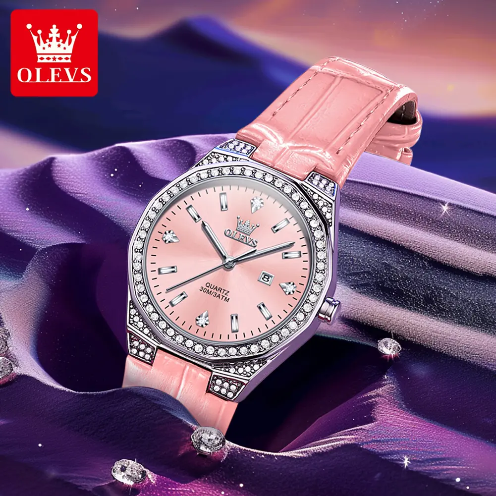 OLEVS 5606 Woman's Watch Classic Business Waterproof Quartz Watch For Women Auto Date Luxury Original Ladies Leather Hand Clock