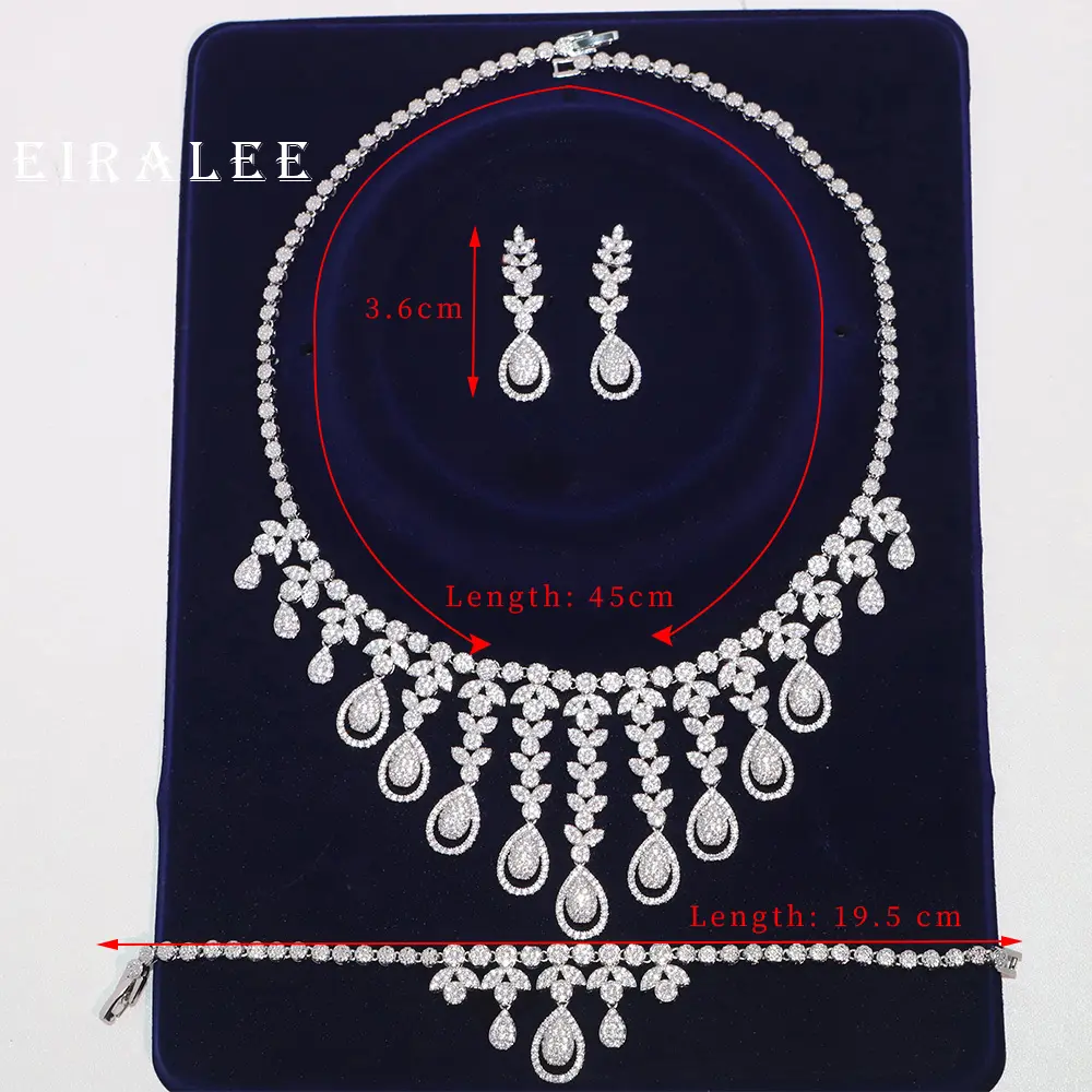 Trendy Women Fashion Jewelry Set For Wedding Cubic Zirconia Romantic Bridal Finger Ring Tassel Earrings Super Qualit