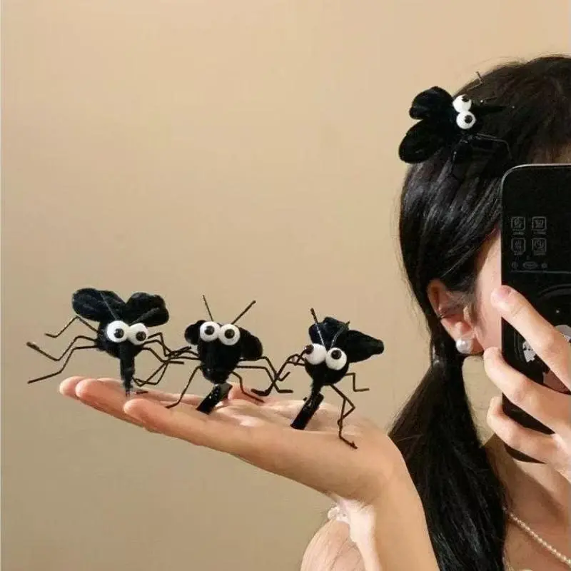 Cartoon Funny Mosquito Hair Clip Hairpin Plush Barrettes Fashion Insect Duckbill Clip Accessories Headwear Gift