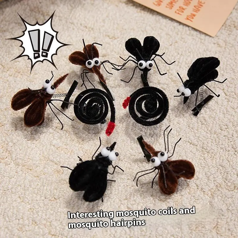 Cartoon Funny Mosquito Hair Clip Hairpin Plush Barrettes Fashion Insect Duckbill Clip Accessories Headwear Gift